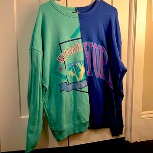 Split Color Blue Sweatshirt